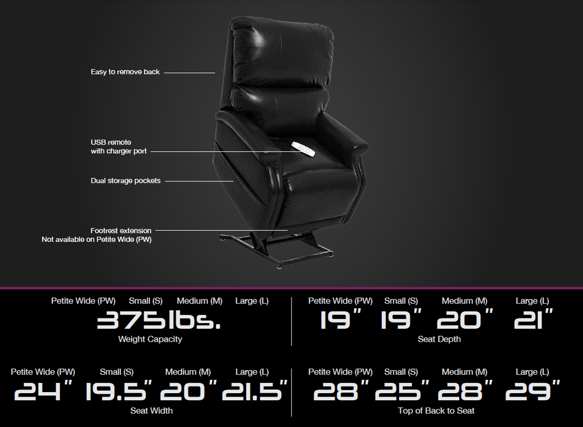 Pride infinity lc 525 power lift recliner specifications image